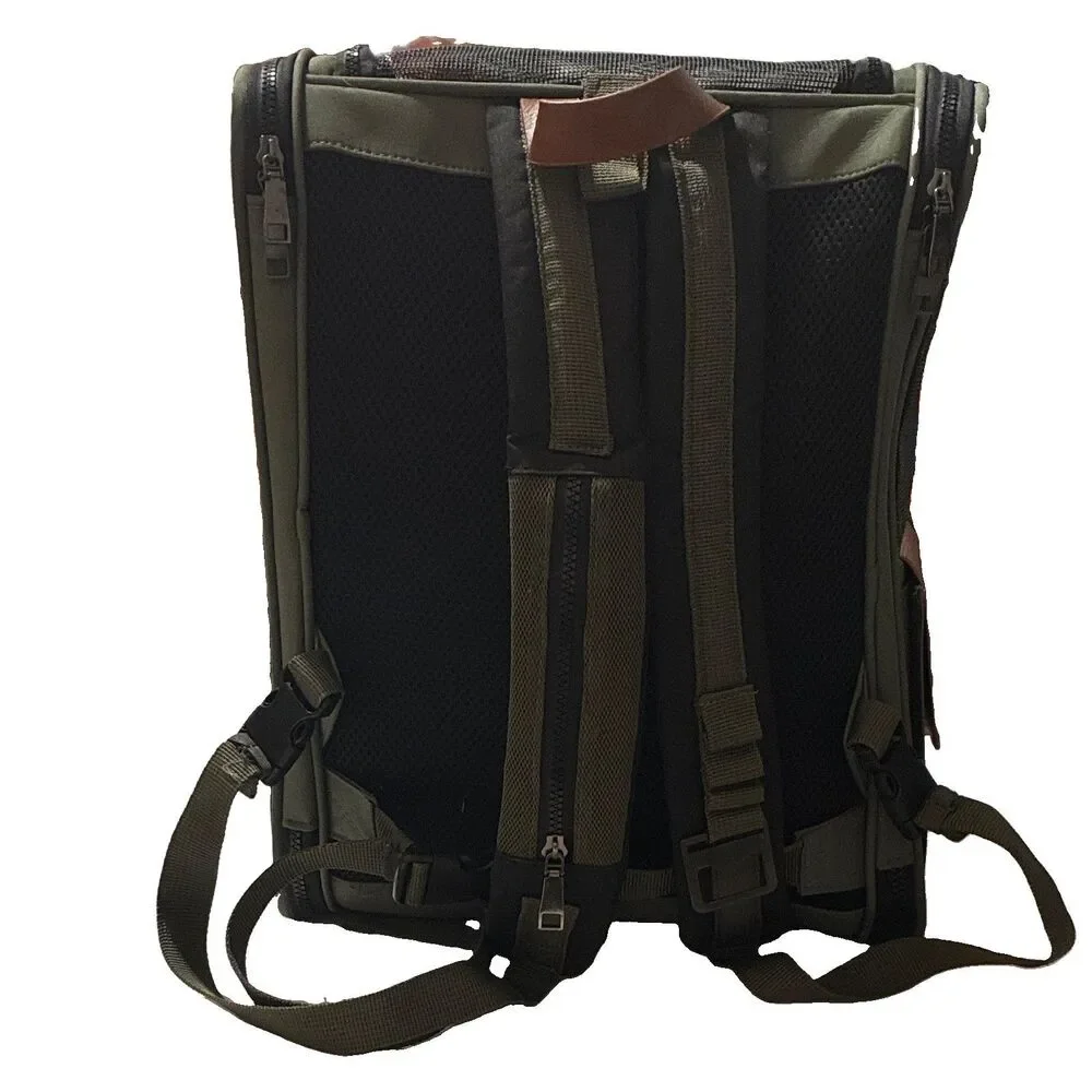 Top Paw All-Day Backpack Pet Carrier Dog Cat 25 lb Olive Green Travel Hiking
